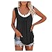 Minenany Damen Oberteil Sommer Tank Tops Gefälschte Zweiteilige Frauen Sommerweste Camisole Ärmellose Weste Blusen U-Ausschnitt Beiläufige Lose Hemden Shirts