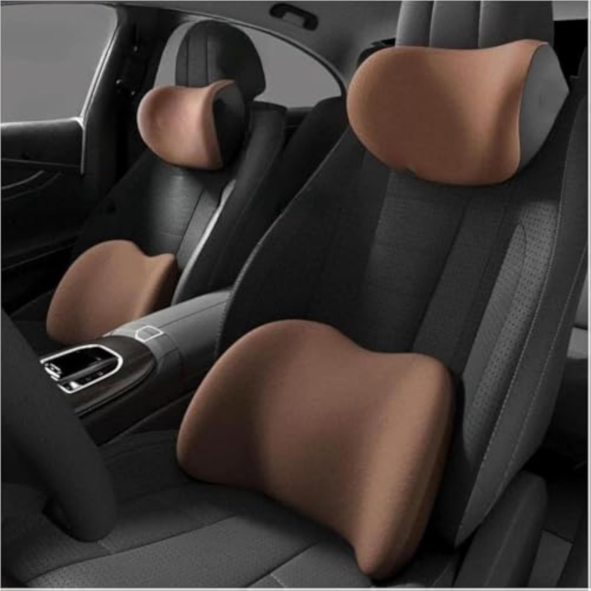 Car Headrest and Lumbar Support Pillow Set, Ergonomic Design