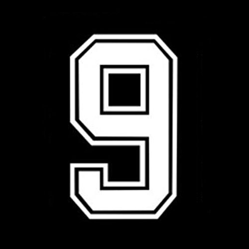 3.5" Tall Single Number 9 Iron On Heat Transfer for Football Baseball Jersey Sports T-Shirt White