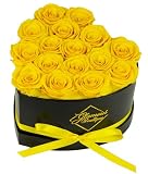 GLAMOUR BOUTIQUE Preserved Flowers, 16 Forever Yellow Roses in Heart Box