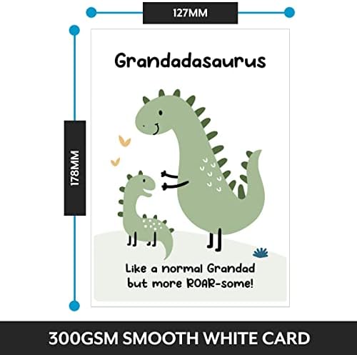 Dinosaur Birthday Card for Grandad from Grandson or Granddaughter - Grandadasaurus Card - Bday Card for Gramps from Little Boy, Girl or Toddler. Perfect for Grampy, Bampy, Pops or Father's Day Card