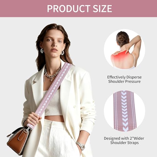 Image of Purse Strap, Adjustable Embroidery Flower 2 Inch Wide Purse Straps Replacement Crossbody for Women
