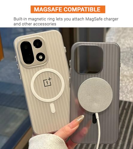 Image of Kapa Wave Magnetic Frosted Grip Back Cover for OnePlus 15 | [MagSafe Compatible] Wireless Charging, Slim, Metal Buttons Matte Finish Back Case (White)
