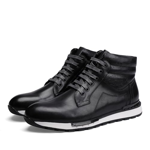 Fashion Men's Leather Lace-up Dress Boots, Mid Top Casual Chukka Sneaker Boot Business Shoes for Men2