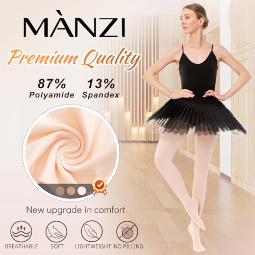 MANZI Women's Dance Tights Pink Convertible Ballet Stockings Ultra Soft Transition Leggings for Adults Girls2