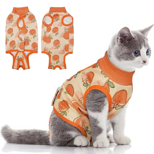 Hjumarayan Combinaison chirurgicale robuste et durable pour chat, longueur du dos réglable, pour arrêter de lécher