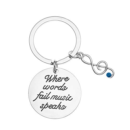 Infinity Collection Music Keychain - Musically Keychain- Treble Clef Jewelry - Singer Microphone Keychain for Music Lover, Musicians (December)