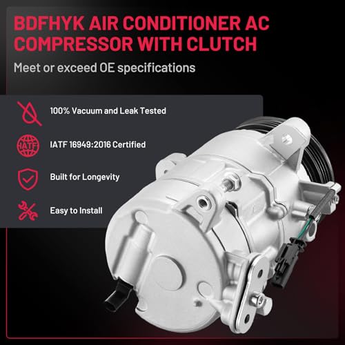 BDFHYK Air Conditioning A/C Compressor with Clutch Compatible with Chevry Silverado 1500 2014-2019, Suburban/Tahoe 2015-2020, Compatible with GMC Sierra 1500 2014-2019, Yukon/Yukon XL 2015-2020
