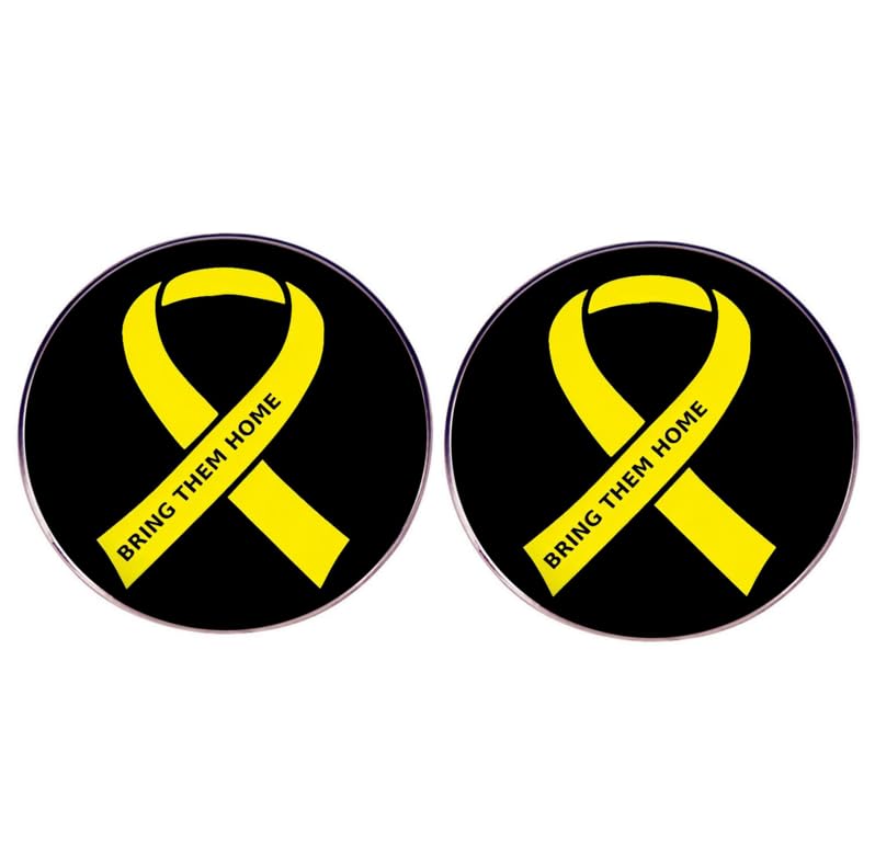 2 Yellow Ribbon Pin Flip Lapel Pins, BRING THEM HOME Hostages Israel Alloy Lapel Pins, Mental Health Awareness Round Pins, Bone Cancer Awareness Enamel Pins