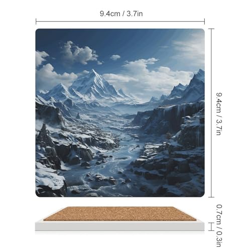 Dessous de verre réutilisables montagnes enneigées pour table basse