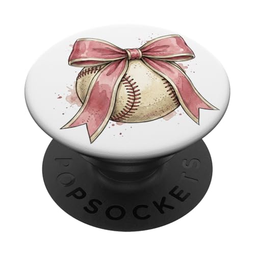 Baseball Mom Coquette Pink Bow Mothers Day Baseball Mama PopSockets Adhesive PopGrip