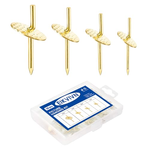 Image of 50pcs Picture Hanging Nails, Eikvivn Picture Hangers Holds 10-60lbs, One Step Hangers,Picture Hanging Pins for Drywall, Picture Frame, Canvas, Mirror Hanging Decoration
