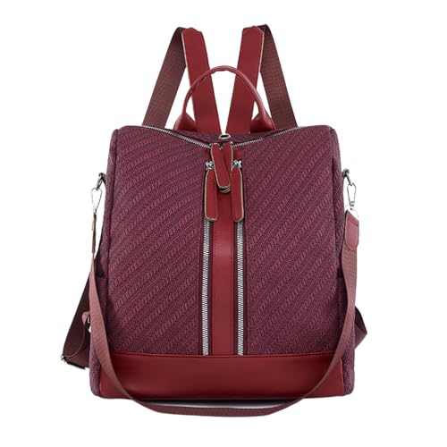 OUXUNDAI Backpack Women'S Backpack Large Capacity Travel Backpack Multifunctional Retro Casual Backpack Women-Burgundy