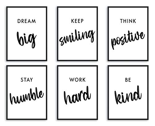 L & O Goods Inspirational Wall Art DÃ©cor for Office, Living Room, Home| Motivational & Positive Quotes & Sayings | Black & White | Six 8 x 10 Prints, Unframed