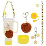 Gestarich 7PCS Stanley Cup Accessories, Stanley Accessories for 40oz & 30oz Stanley Tumbler Including Straw Cover, Siliocne Stanley Cup Boot, Bottle Hand Strap, 4 Pcs Stanley Charms