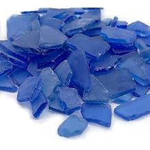 CYS EXCEL Sea Glass 16 Ounces Cobalt Blue | Multiple Color Choices Crushed Glass Vase Filler | Aquarium Nautical Decor for Art Crafts Flat Frosted Dyed Color Stone