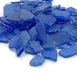 CYS EXCEL Sea Glass 16 Ounces Cobalt Blue | Multiple Color Choices Crushed Glass Vase Filler | Aquarium Nautical Décor for Art Crafts Flat Frosted Dyed Color Stone