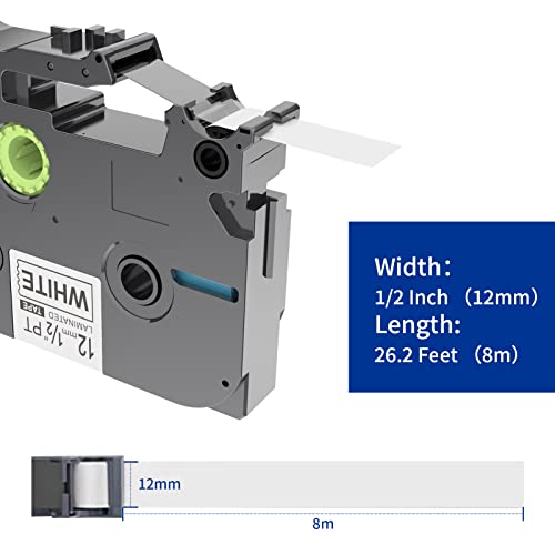 P Puty Compatible Label Tape Replacement For Brother P Touch Tze-231 Tz-231 Label Maker Tape, 0.47" Laminated For Pt-D210 Pt-H100 Pt-1280 Pt-1880 12Mm (1/2 Inch) X 8M (26.2 Ft) Black On White 4-Pack #TOP2