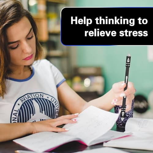 Amabro Caneta giratória – Alivia o estresse, 2 conjuntos de canetas de dedo com cabeças de metal pes