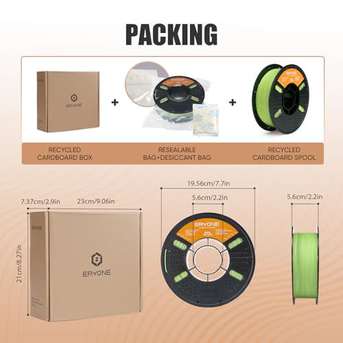 Image of ERYONE Matte PLA Lite 3D Printer Filament 1.75 + /- 0.03mm, Matte Filament 1KG(2.2LBS) Spool, Moss Green