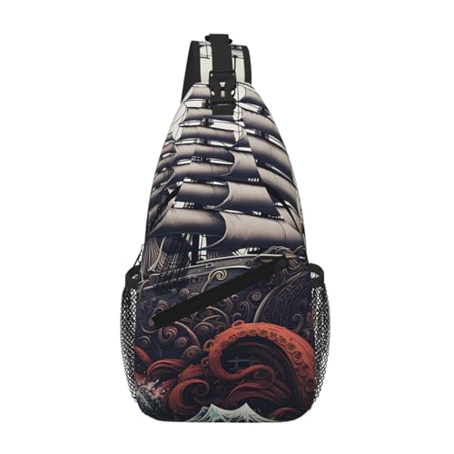 Bolso Tipo Sling Para Hombre y Mujer Negro Resistente Agua miniatura 1