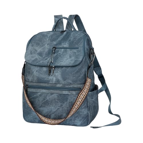 Sac d'école en cuir synthétique bleu haut de gamme avec finitions soignées pour fille