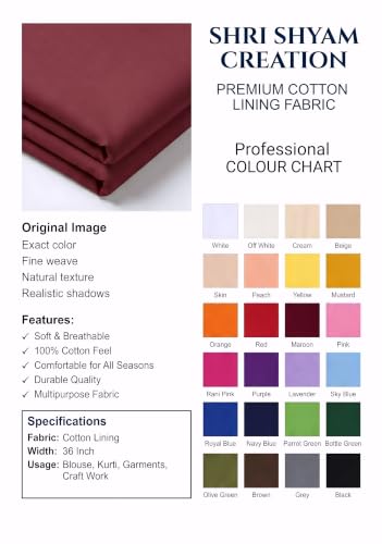Image of Unstitched Cotton Astar /Lining /Cloth /Kapda Running into Meters for Suit,Sherwani,Kurti,Blouse /Choli,lehanga & Dress Materials(Available in 2,4,6 Meters Variation) (Maroon, 4 Meter)