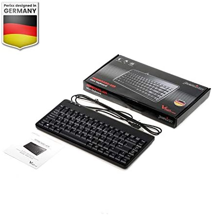 Perixx PERIBOARD-409H Wired USB Mini Keyboard with 2 USB Hubs, Black, UK QWERTY