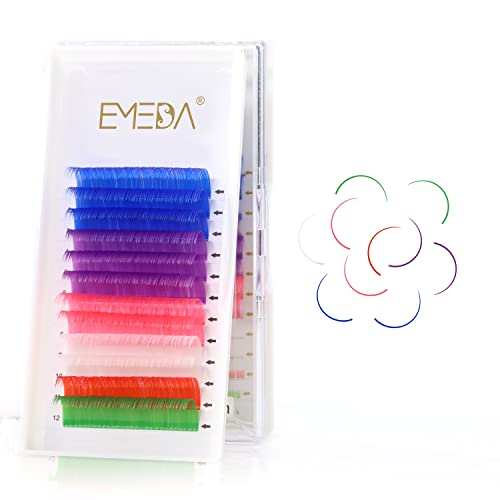 EMEDA Extensiones de pestañas de colores D .07 Espesor Azul Violeta Rosa Blanco Rojo Verde Mezcla de colores 13mm Pop Colorful Classic Single Individual Extensiones de pestañas (mix color 13 mm)