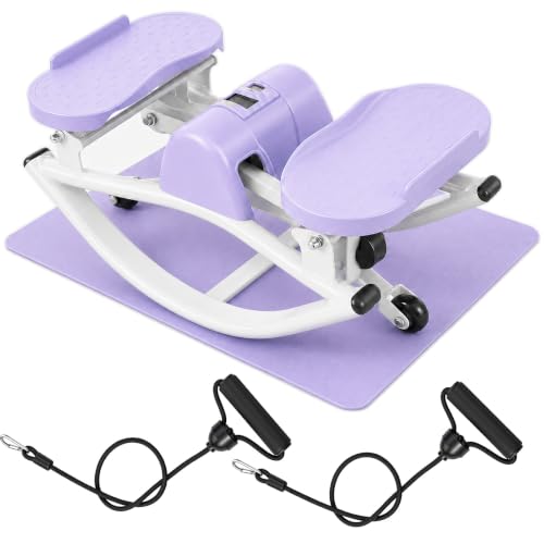 Rock Fitness Stepper Portable Step Rocker Side to Side at Home Aerobic Workout Machine Fitness Equipment Suitable for Apartment and Dormitory (Purple)