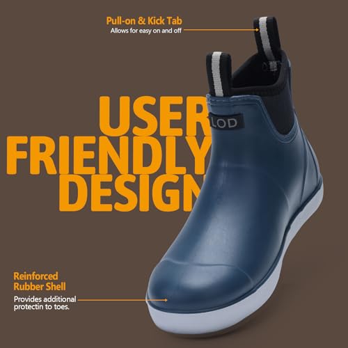 Image of Men's Deck Boots Waterproof Rain Boots Slip On Fishing Booties Ankle Booties Chelsea Boot Men botas para hombre for Gardening Fishing Boating Camping Sailing Dark Blue