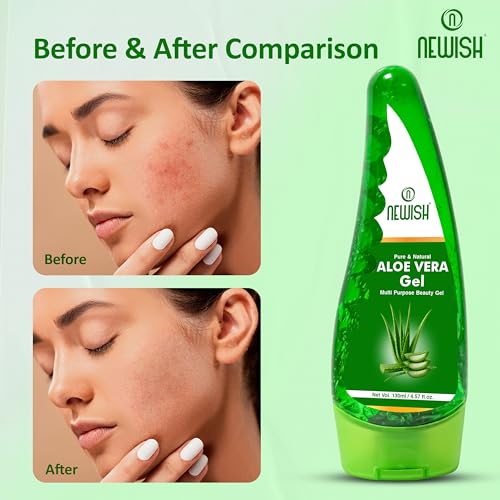 Image of Newish Pure Organic Aloe Vera Gel 130ml - Natural Hydration for Face, Skin & Hair | Soothing, Nourishing & Hair Growth Support | Men & Women