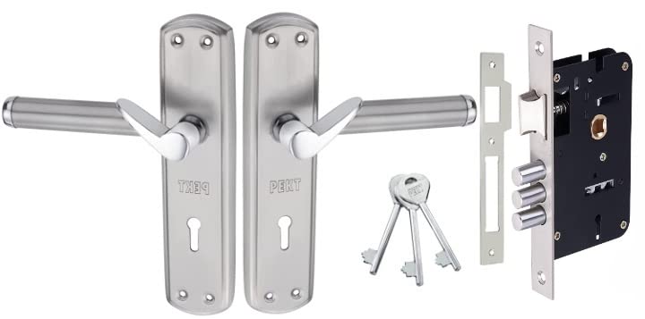 Pekt Locks 7 inches Mortise Door Handle Set with Lock Body | Matt Finish 3 Keys Double Stage Lockset for Door, Bedroom, Bathroom (P-1 Turn , KY), Chrome (B09MN4F42W) Amazon Price History, Amazon Price Tracker