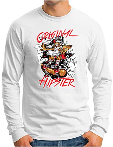 Skateboard t-shirt manches longues blanc OM3 pour session urbaine skater