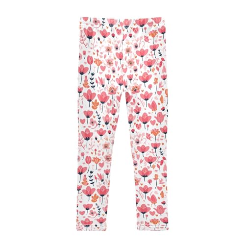 KLL A Pattern of Flowers in Pink Toddler Girls Active Leggings Stretch Full Length Workout Pants Sports2