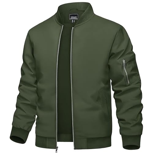 TACVASEN Men's Bomber Jacket Lightweight Casual Spring Fall Windbreaker Zip Up Coat with Pocket
