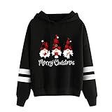 Hoodie Damen KapuzenpulloverSport Langarm SweatshirtLässig Xmas Pulli Weihnachts KleidungRentier Schneemann Weihnachtsmotiv