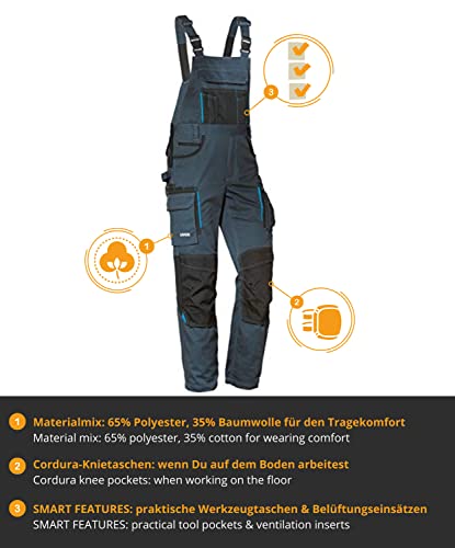 Foto von Uvex Tune-up Männer-Cargohose - Latz-Bundhose für die Arbeit - Dunkelblau - 54