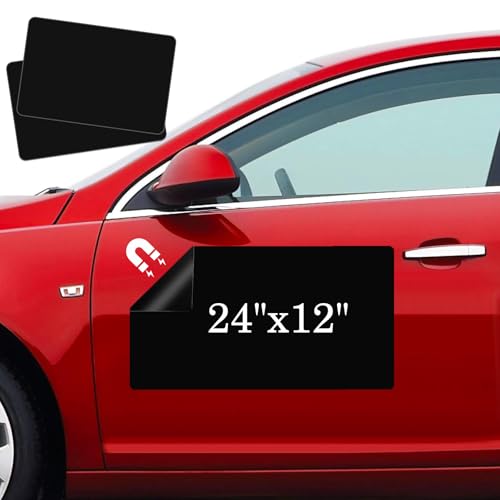 Thaibear Blank Car Magnets, 24' x 12', 2 Pack Car Black Door Magnets Signs for Vehicle, Rounded...