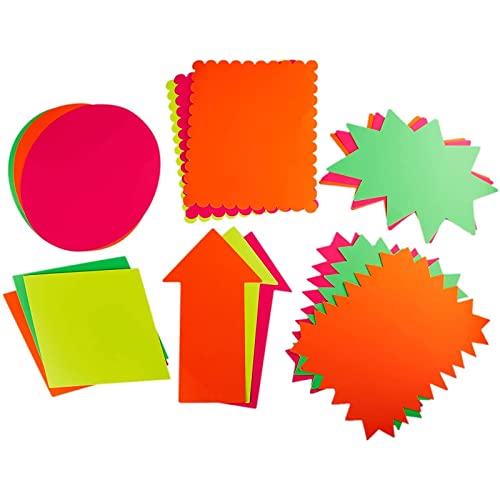 18-Piece 11X14 Neon Poster Board Cutouts, 6 Assorted Shapes, Large Paper Signs For Science Fair Decoration Supplies, Presentation School Projects, Arts And Crafts, Retail Sale Display #TOP12