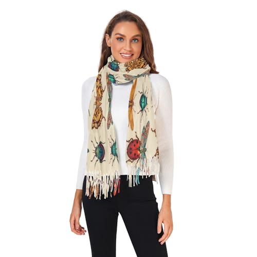 Flying Vintage Insect Bugs Womens Scarf Pashmina Shawl Wraps Large Long Winter Warm Soft Scarfs for Women2