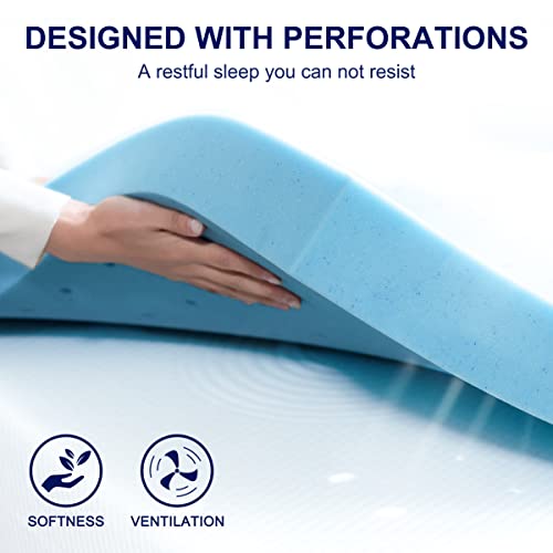 Subrtex VCSBTMT25-2 Inch Gel-Infused Memory Foam Mattress Topper High Density Cooling Bed Topper Pad Removable Fitted Cover Ventilated Design thumb #5