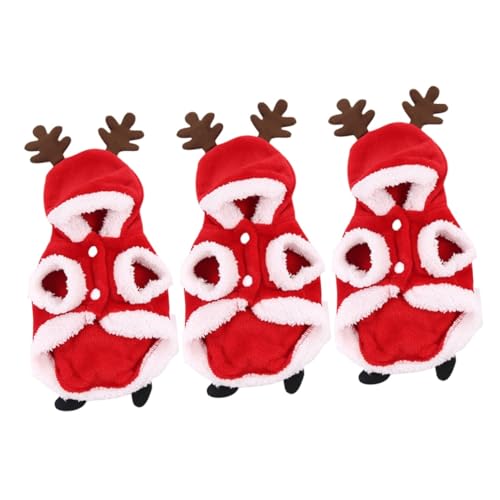Costume de Noël pour chien Mipcase en flanelle douce - Lot de 3 pièces