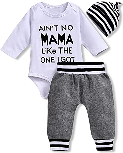 Image of Aalizzwell Preemie Newborn Infant Baby Boys Clothes Bodysuit Romper Pants Hats Outfit Fall Winter Set