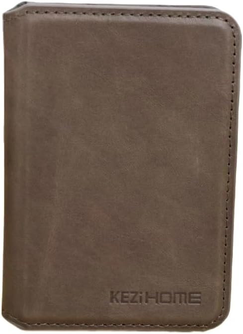 KEZiHOME for MagSafe Wallet with Stand, Genuine Leather 6 Card Holders[RFID Blocking] Minimalist Magnetic Wallet for iPhone 17/16/15/14/13/12 Series with MagSafe Phone Case (Gray)