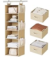 Pipishell Hanging Closet Organizer 6-Shelf , Hanging Shelves for Closet with 3 Removable Drawers ...