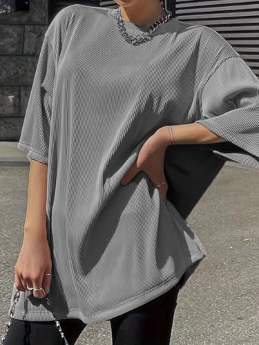 Image of Zilcon Woman Ribbed Dressy Business Casual Long Tops, Work Shirts Clothes Fancy Tshirt Style Tops for Women Suitable for Office Party for Women and Girls