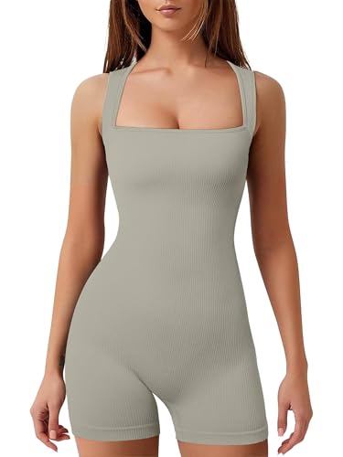 YIOIOIO Women's Workout Seamless Romper Yoga Ribbed...