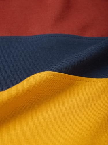 Image of The Souled Store: Pollen Men and Boys Long Sleeve Spread Collar Mustard Navy Brown Colour-Block Cotton Oversized Breathable Durable Lightweight All-Season Polos