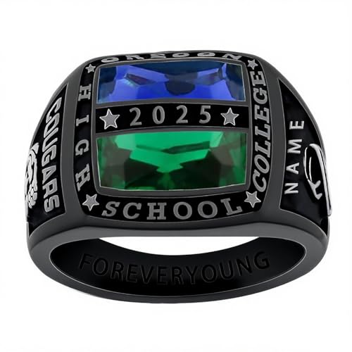 Personalized High School and College Class Rings 925 Sterling Silver /10k/14k/18k Class Rings College Graduation Jewelry 2025 Graduation Gifts Customizable Patterns and Birthstones